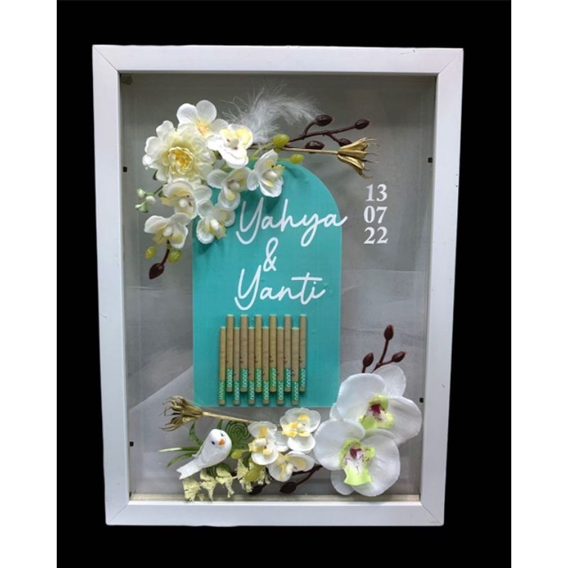 Mahar Anggrek/Mahar transparan/scrapbook/gift in frame/double glass frame/frame transparan/mahar mew
