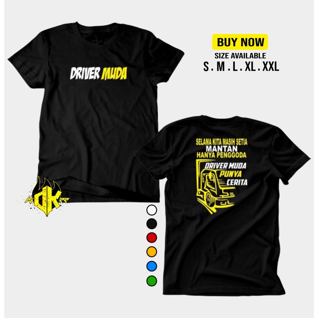 Kaos Baju Sablon Komunitas DRIVER MUDA Indonesia katun Combed 30s hitam