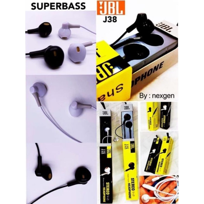 Headset J J38 Handsfree J J38 Earphone J J38 Stereo Mega Bass