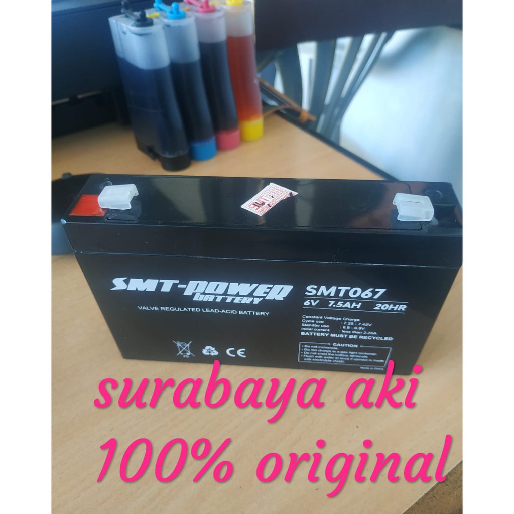 aki mobil mainan pliko pmb SMT 6V 7AH SMT-POWER 6V 7,5AH 6V 7AH AKI MOBILAN MAINAN baterai MOTOR REMOTE ANAK AKI SURABAYA AKI