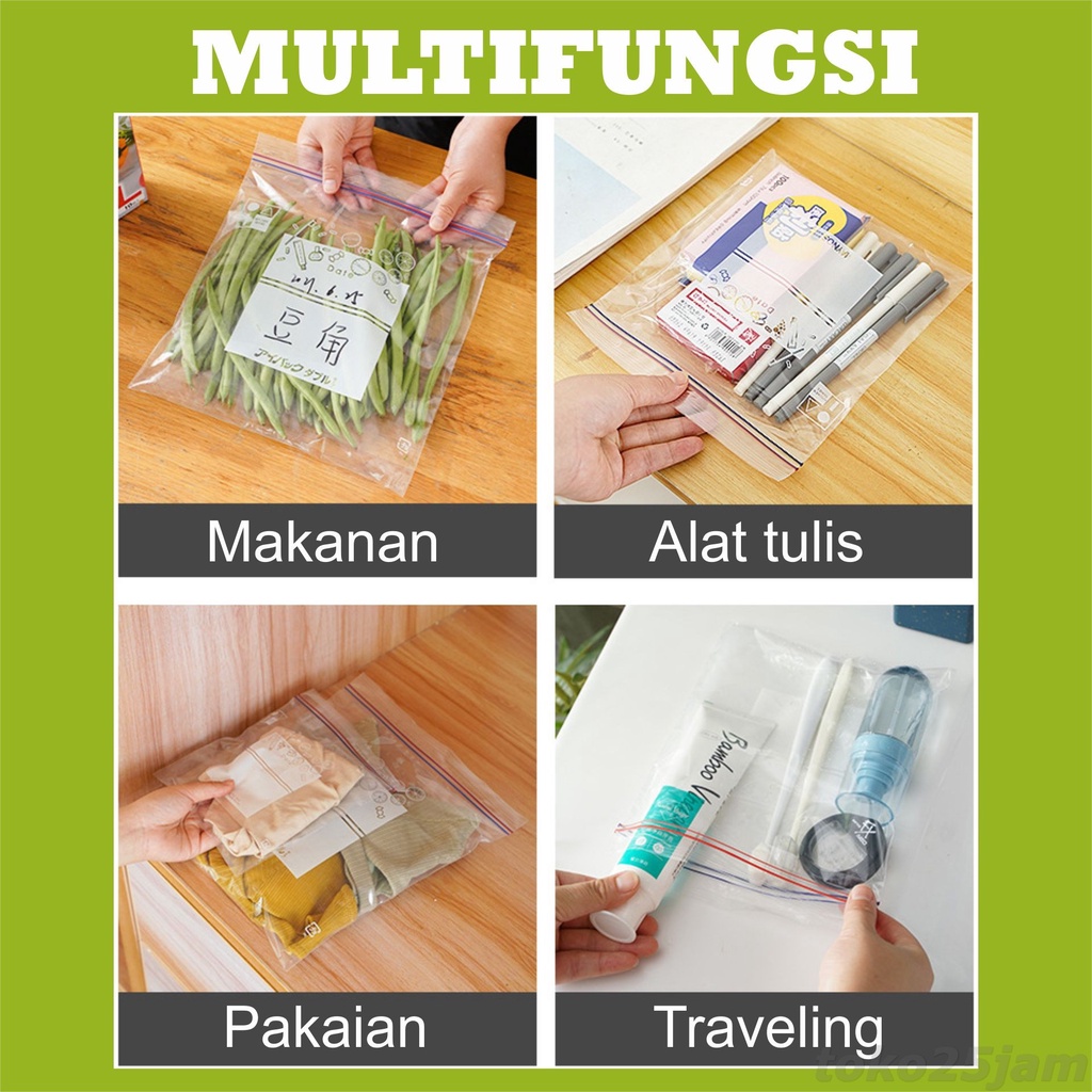 Plastik Kulkas Double Seal Ziplock penyimpanan makanan Reusable Food Grade / Kantong Plastik Klip Ziplock Organizer Makanan Sayuran Fresh Bag