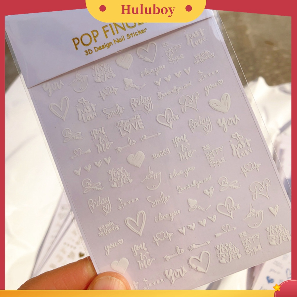 Huluboy Huluboy♡ Stiker Kuku Motif Hati 3D Untuk Manicure