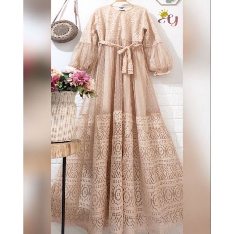 GAMIS FRANDA BROKAT TULLE BUSUI MEWAH KONDANGAN PREMIUM BRANDED