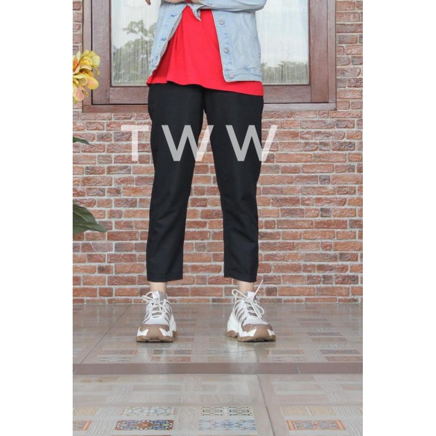 ➭ celana panjang baggy pants wanita - Hitam, S ❀