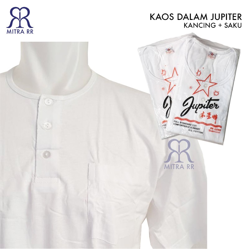 Kaos Dalam Pria Jupiter Kaos Katun Kancing Putih