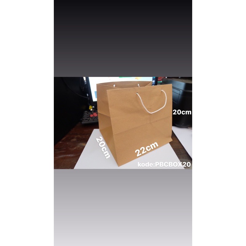 

paperbag coklat box 20 / paper bag kotak box20 size 22x20x20 isi 12