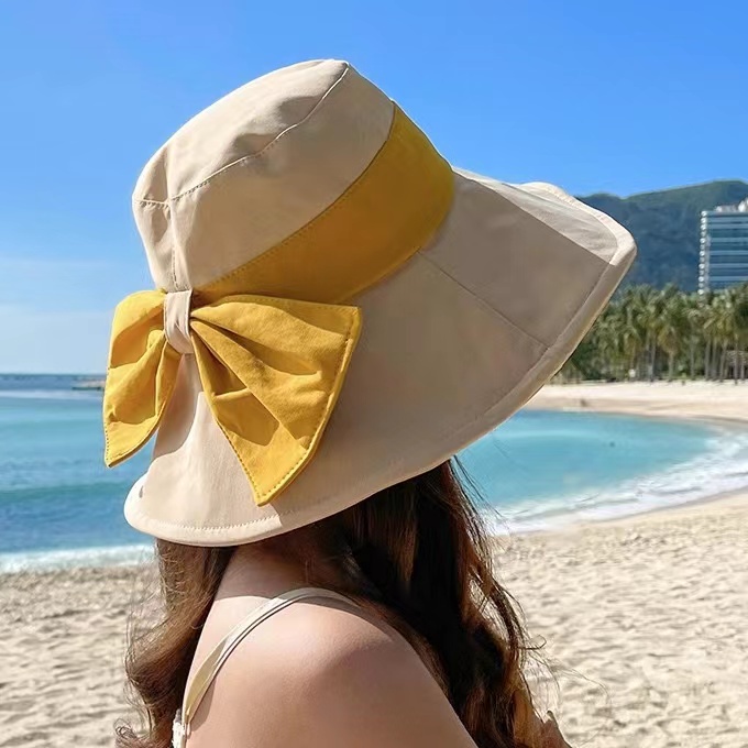 Topi Bucket Matahari Bahan Katun Linen Breathable Untuk Wanita - Topi Pantai Import