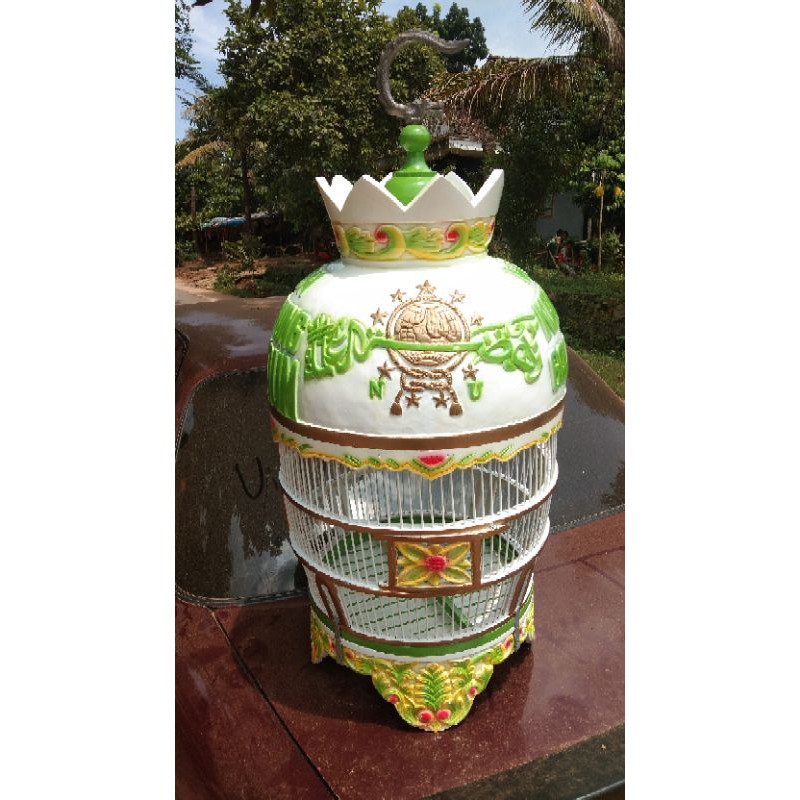 Sangkar Burung Perkutut Ukir NU Kayu Jati Jepara, Sangkar Burung Mewah Kayu Jati