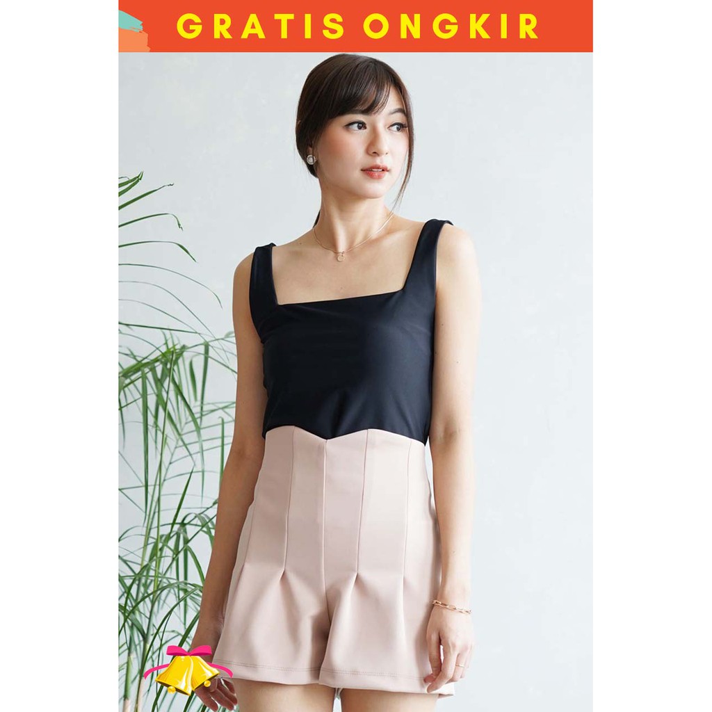 Tk Herlina Kosmetik & Bag CELANA CASUAL WANITA LEVITA HIGHWAIST SHORTPANTS (LQ - C 2071)