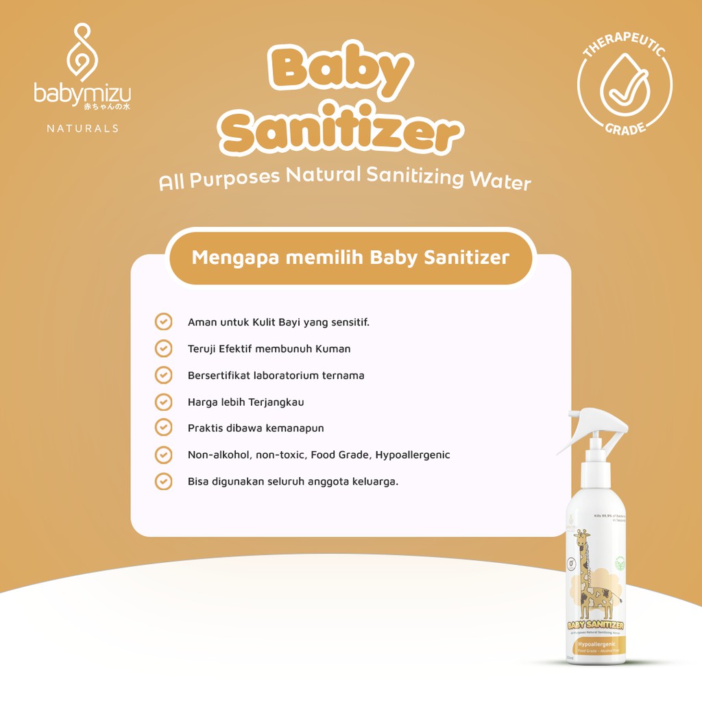 BABYMIZU Baby Sanitizer - Hypoallergenic Baby Sanitizer, Sanitizing Water 100% Natural, Food Grade, Multi Purpose Cleanser