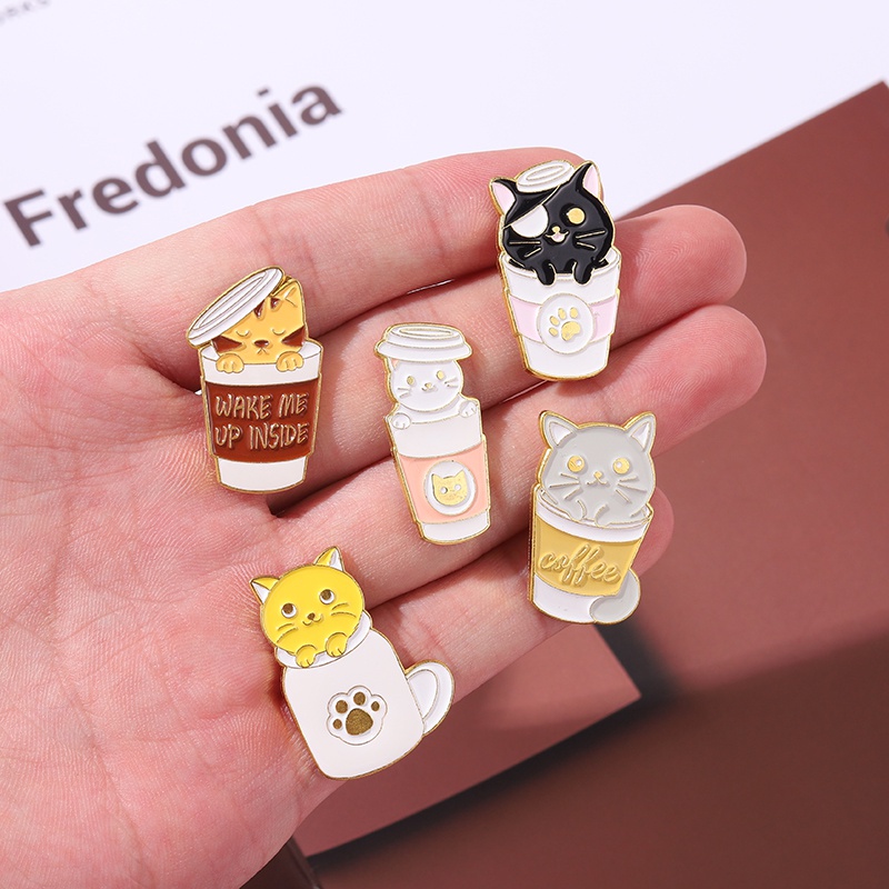 Pin Bros Lencana Enamel Bentuk Kartun Hewan Kucing Untuk Hadiah Teman