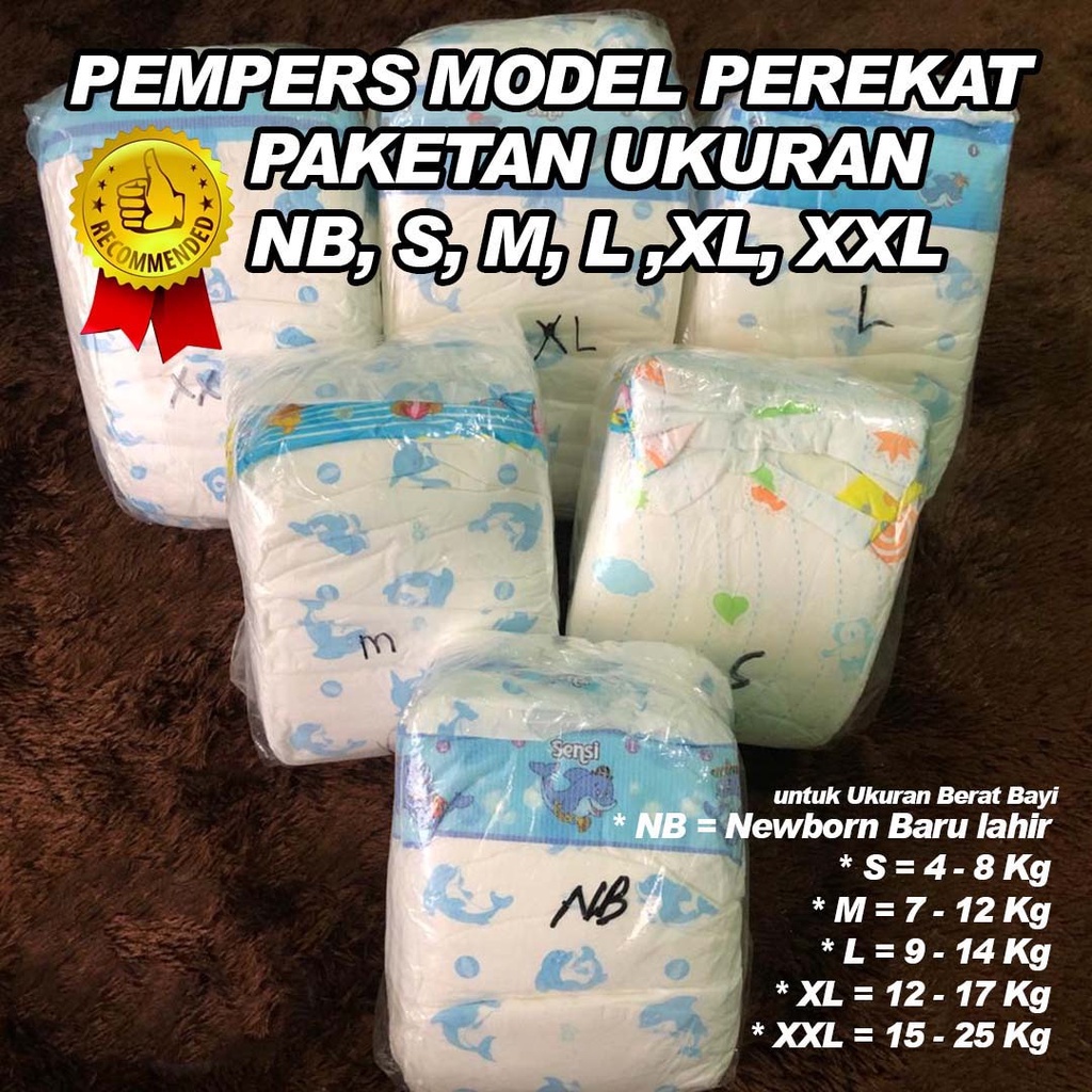 PEMPERS MURAH - CURAH - Uk NB S M L XL XXL - Model Perekat - Pempers Bayi Anak Newborn