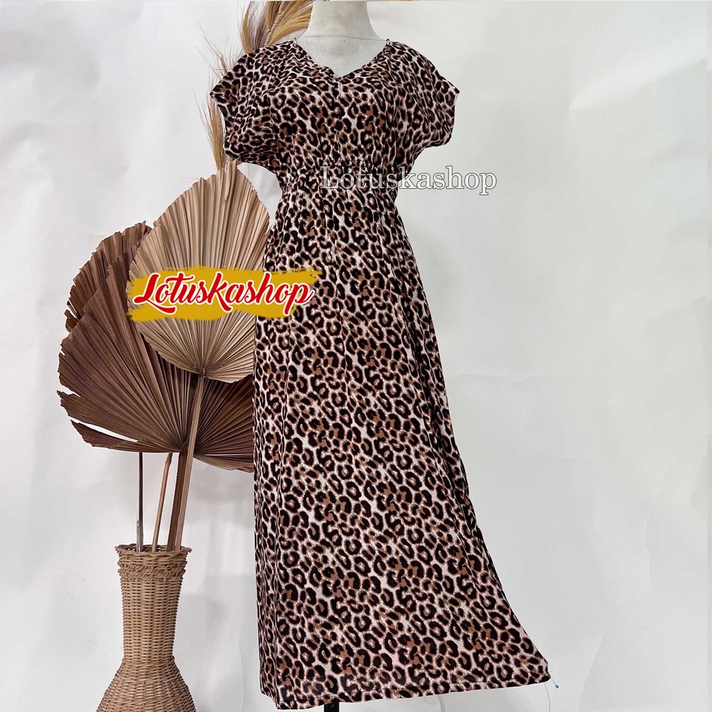 Dress Manohara Bali Panjang Molusca-Leopard Kuning