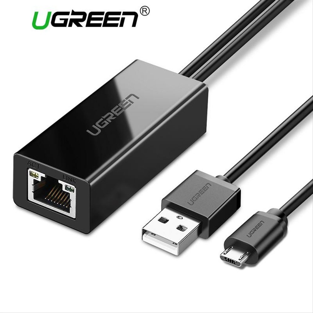 UGreen Chromecast Ethernet LAN Adapter USB 2.0 to RJ45 - 30985 - Black Murah
