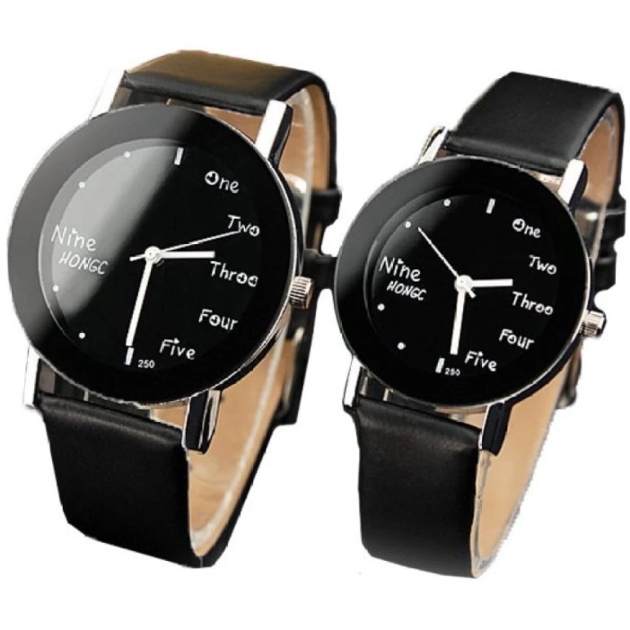 #31 Jam Tangan Couple UNIQ SINGLE Korean Style Analog Leather Watch Cowo Cewe Kulit