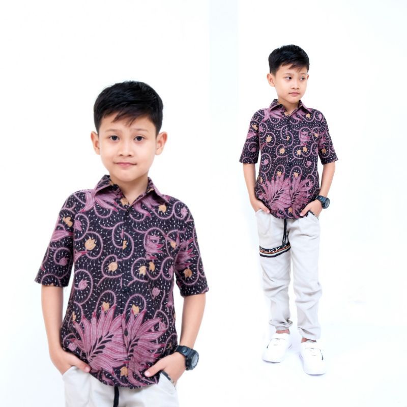 TERBARU Couple sweet || couple batik ayah dan anak cowok BATIK Motif petir ungu terbaru dan termurah