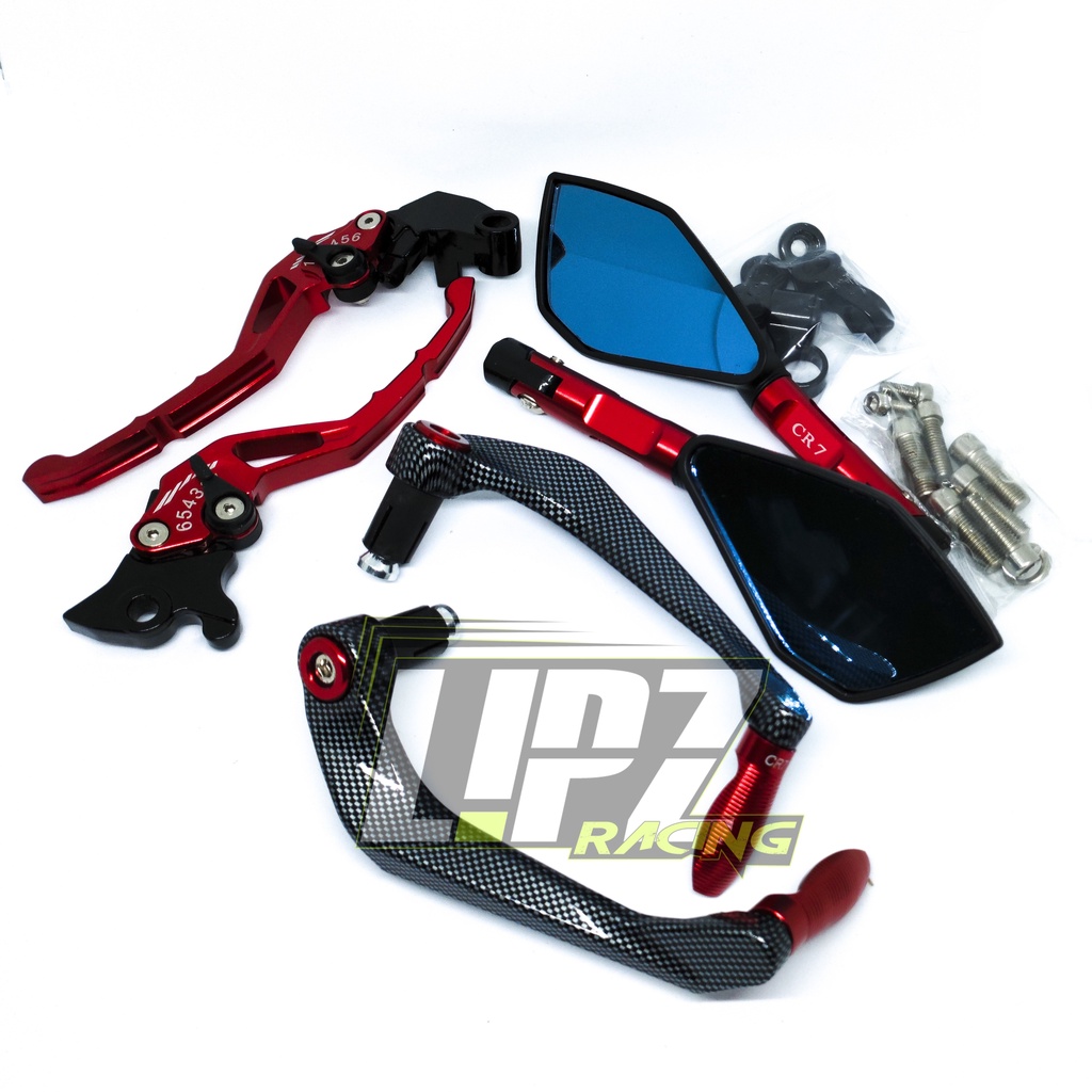 PAKET MURAH AKSESORIS HANDGUARD CARBON + SPION TOMOK V2 + HANDGRIP  RACING NMAX/VIXION/TIGER/CB150R/VARIO 150