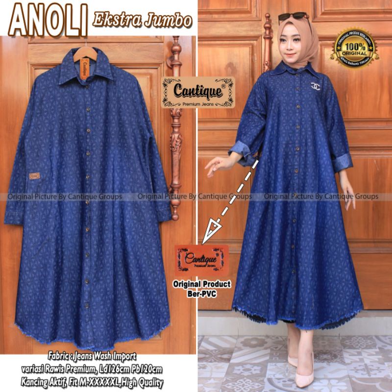 Anoli ekstra jumbo tunik jeans wanita by cantique