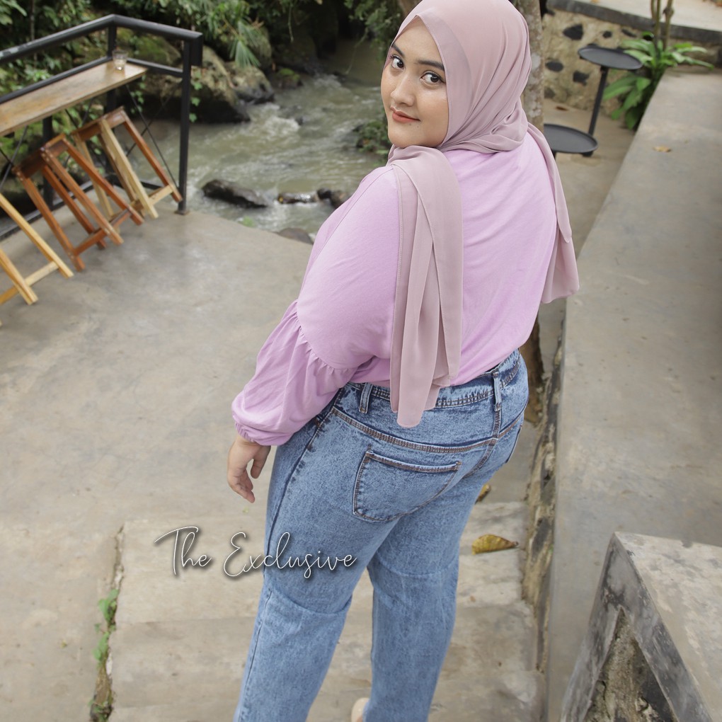 Jumbo Boyfriend Jeans Wanita Big Size BB 70 - 125 KG Celana Boyfriend Jeans Jumbo Wanita Highwaist