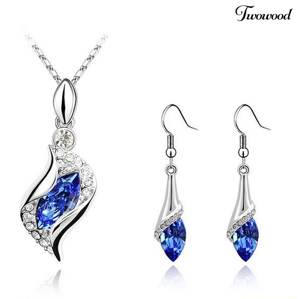 2pcs / Set Anting Kait Kalung Liontin Kristal Tiruan Kilau Untuk Aksesoris Perhiasan