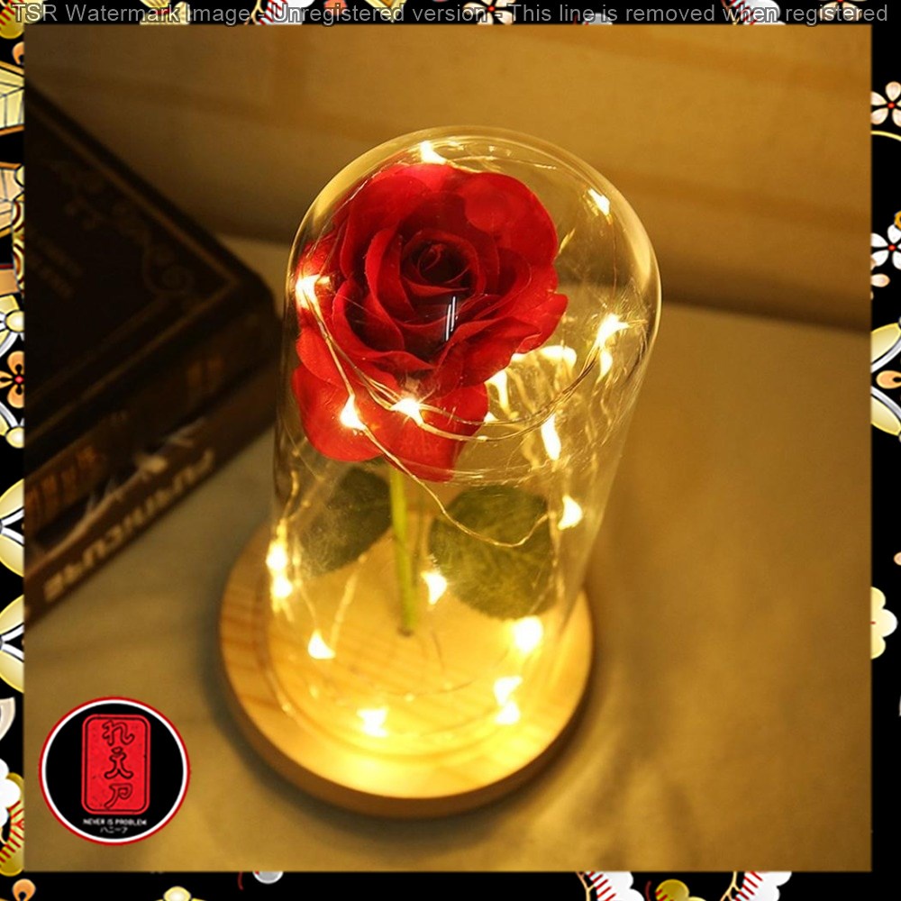 Bunga Mawar Lampu LED Dekorasi Beauty and The Beast Rose