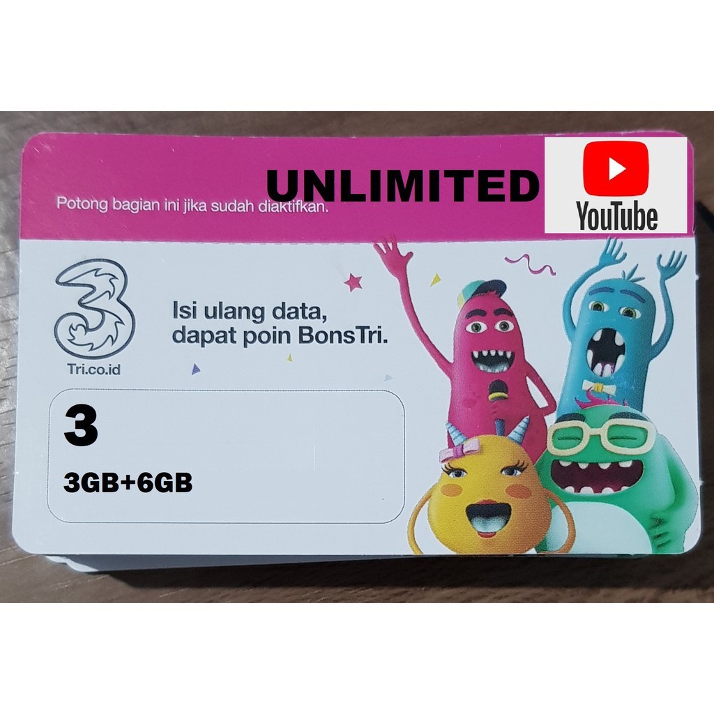 Voucher Tri 3GB + bonus 6GB (4G) total 9GB JABODETABEK