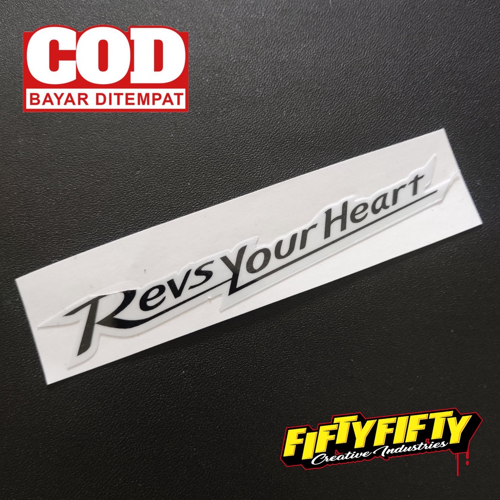 Stiker Print Cut REVS YOUR HEART Stiker Printing Laminasi Glossy Stiker Motor Mobil Helm Sudah Membentuk Pola Desain