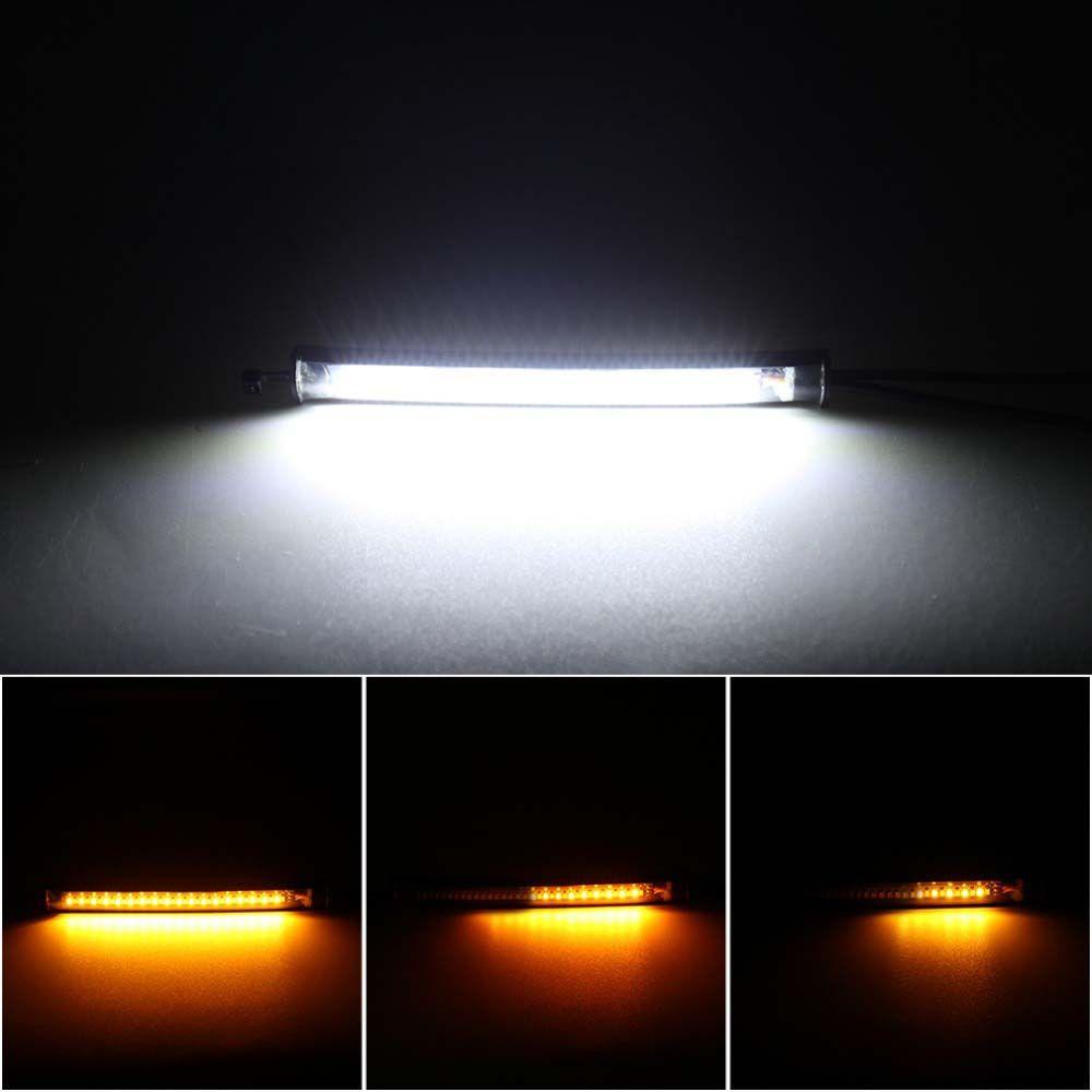 Lanfy Lampu Sein Sepeda Motor Universal Dual Color Amber White Flexible LED Light strip Motor Flasher Light