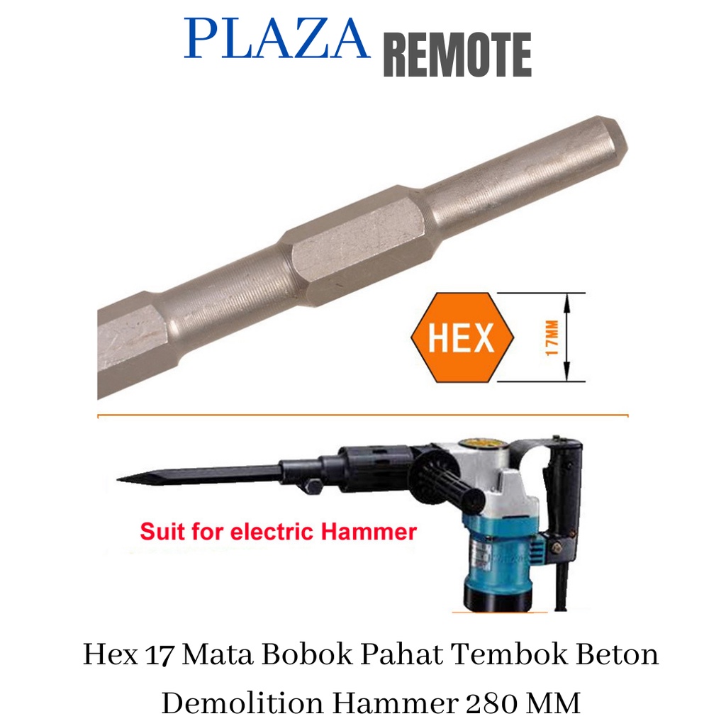 MATA BOR Hex HEXAGONAL 17 Bobok Pahat Tembok BETON 280 MM DAN 400 MM LANCIP DATAR