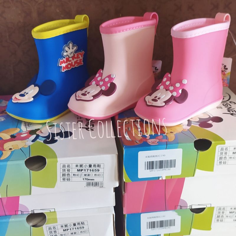 Sepatu Boots Anak Karakter Disney / Sepatu Hujan Anak Karakter Mickey Minnie Hello Kitty / Sepatu Hujan Anak Balita PAUD TK Kualitas Premium