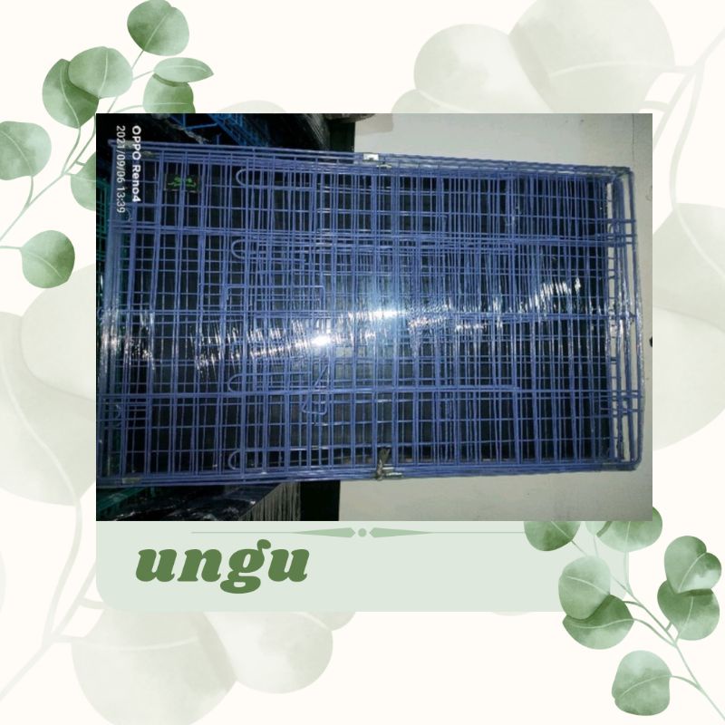 KANDANG KUCING ANJING KELINCI MUSANG BESI LIPAT TINGKAT 1 UKURAN 60X45X55 Size L-60 CM Ungu