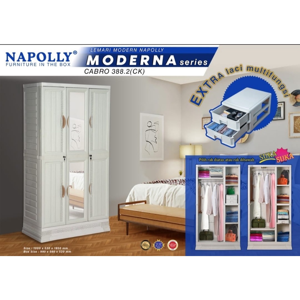 Lemari Plastik Napolly Moderna 3 Pintu