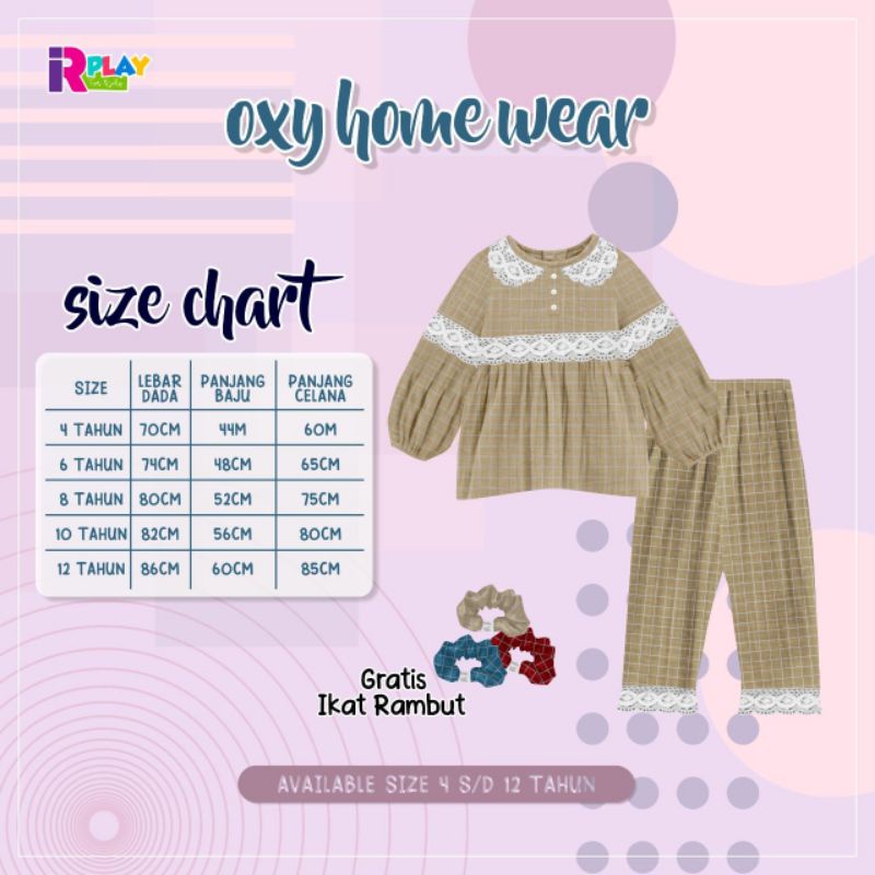 Afsheenastore Set Oxy Homewear / Setelan Anak Perempuan 4-12T