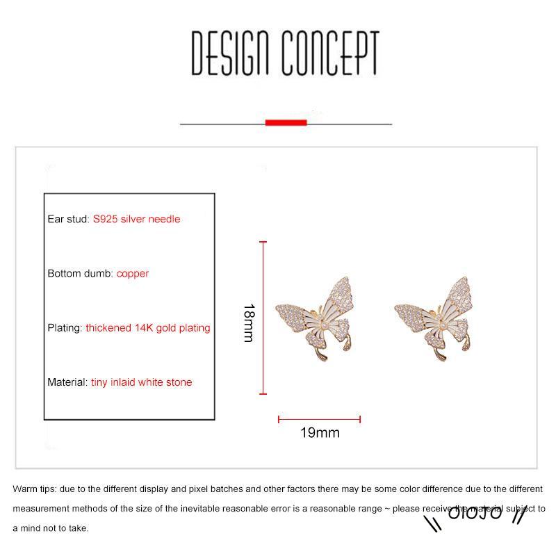 Anting Tusuk Bentuk Kupu-Kupu Aksen Zircon Untuk Wanita - ol2