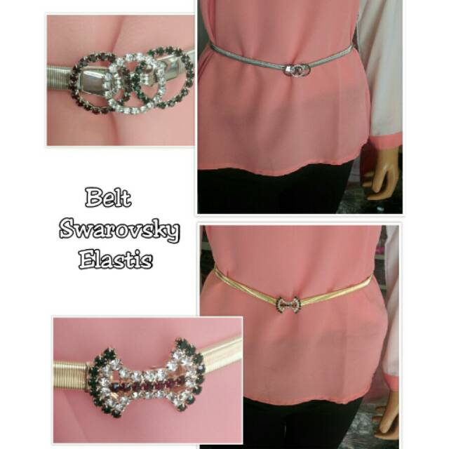 Belt Swarovsky Elastis / Ikat Pinggang Cantik Gesper Per