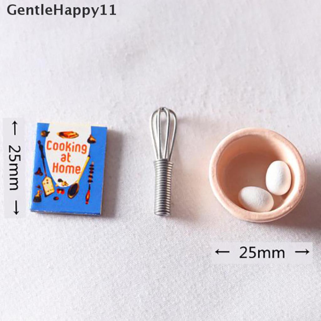 Gentlehappy Mainan Miniatur Mangkok + Pengocok Telur Skala 1: 12 Untuk Aksesoris Rumah Boneka