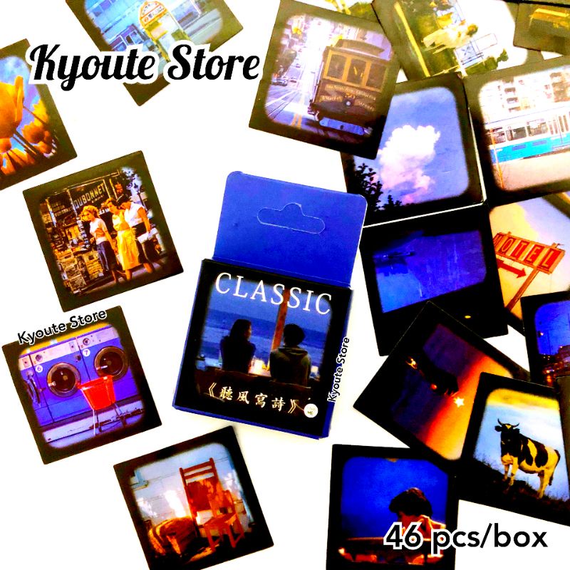 

46 pcs Sticker Box Aesthetic Blue Landscape View Dekorasi Scrapbook Journal DIY Bujo Seal Letter