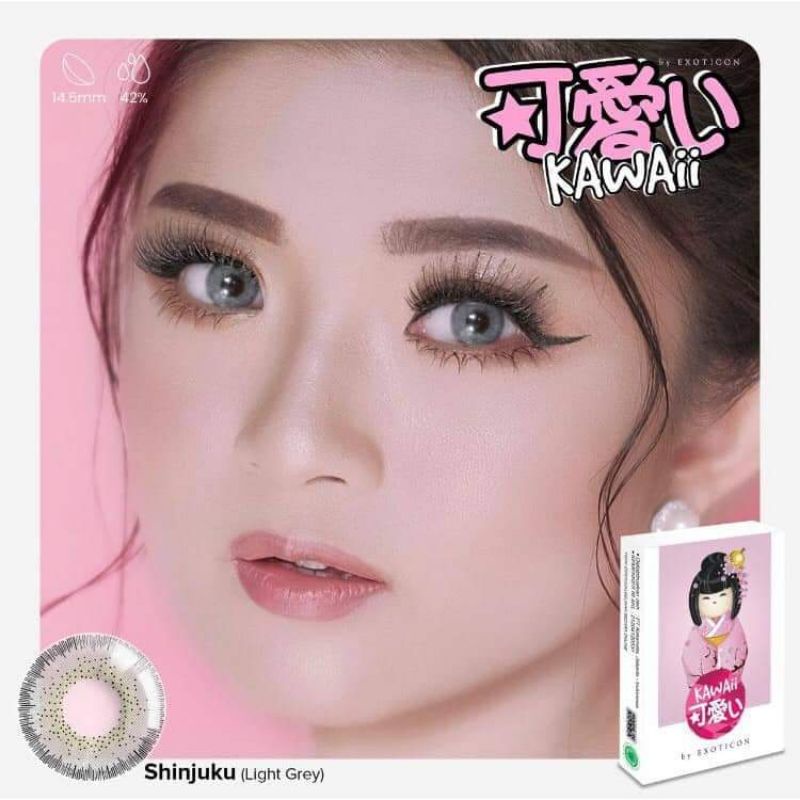 Cod Paket Softlens Kawaii Normal by X2 Dia 14,5mm + Air Softlens Ice 150ml + Lenscase + Pinset | Paket Softlens Lengkap