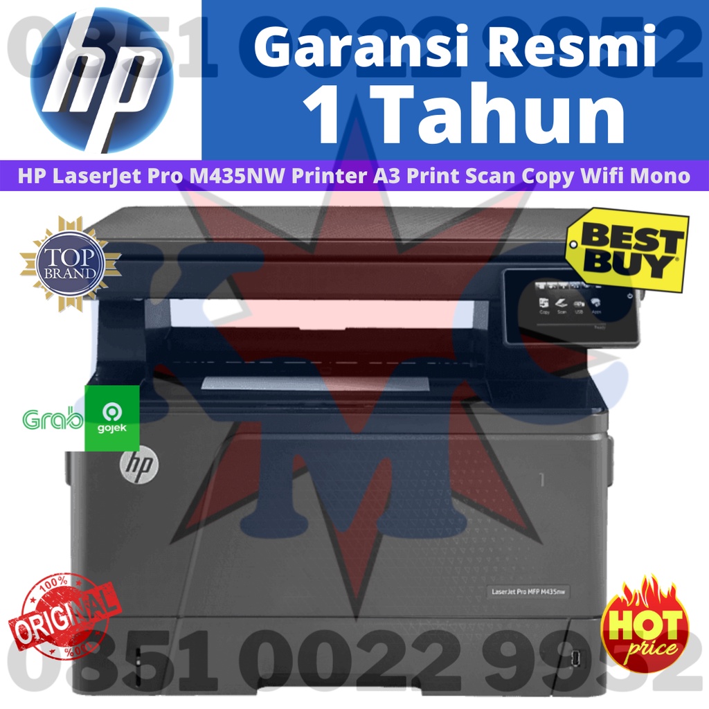 Printer A3 HP Laserjet Pro M435NW Print Scan Copy WiFi Mono Resmi