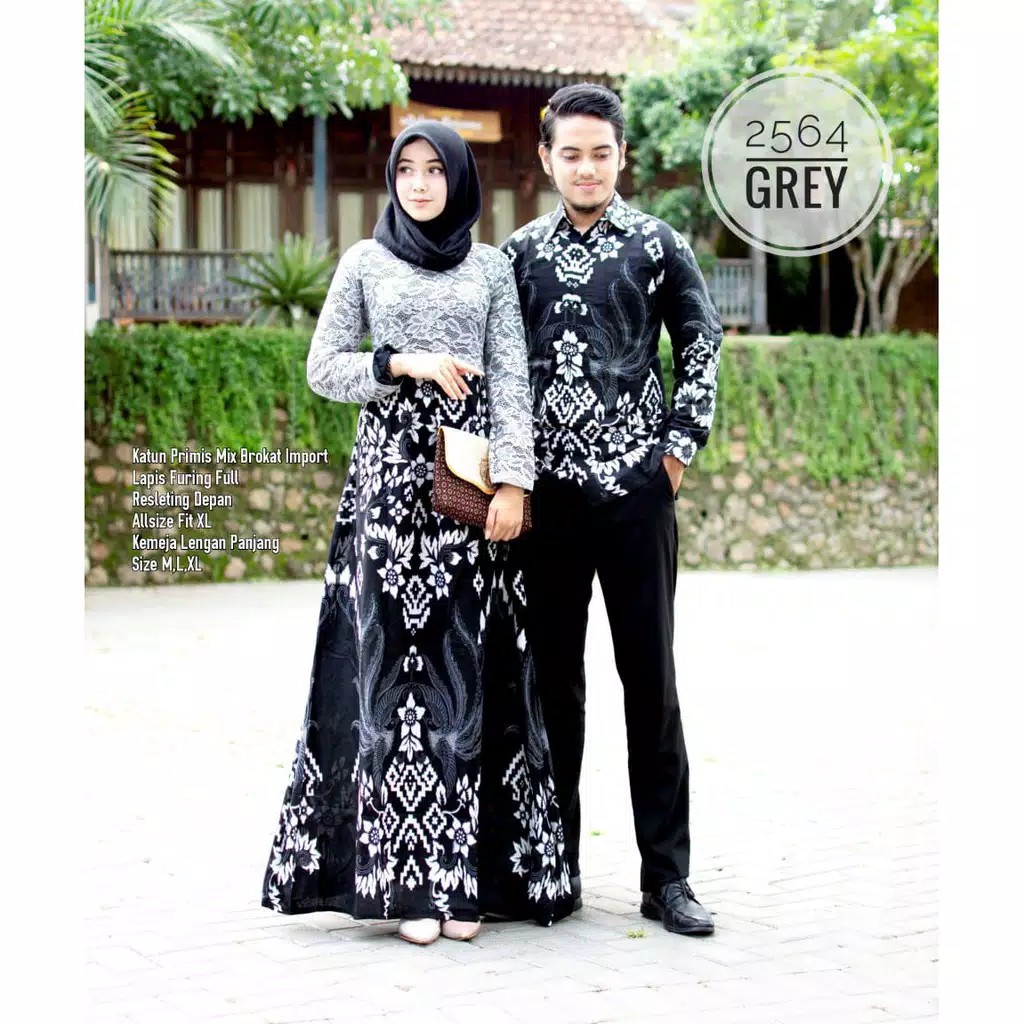 TERMURAH IPNU LAWASAN Couple Batik Gamis Brokat 2564 Maura Couple