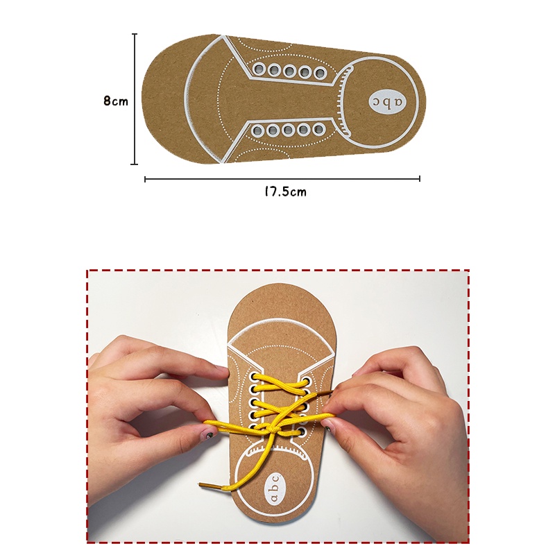 Anak-anak Belajar Memakai Sepatu Mainan Hand Painted Paper Shoes Montessori Keterampilan Motorik Halus Mainan Edukasi Dini