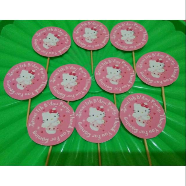 

topper hiasan kue cupcake hello kitty