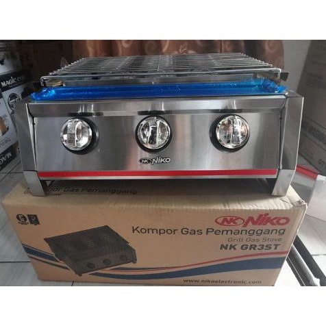 KOMPOR PANGGANGAN GRILL BBQ MURAH NIKO 3 Tungku /  NIKO 2 TUNGKU KOMPOR NIKO NK-GR3ST/ NK GR2ST BODY STAINLESS