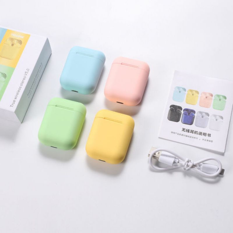 Wireless Earphone Hedset Bluetooth Earbuds Matte Macaron i12 Headset Bluetooth InPods 12 Macaron TWS InPods i12 Headset Wireless Sport InPods12 Earphone Wireless pasar murah