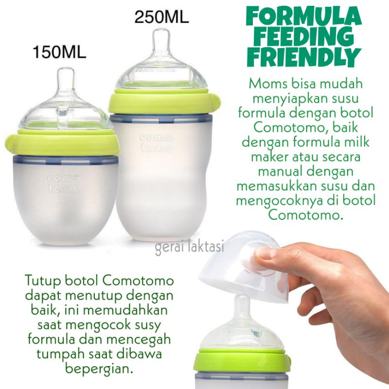 Comotomo Baby Bottle anti kolik 150ml 250ml Single Pink Green Como Tomo botol susu