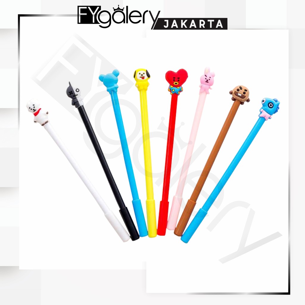 

FYGALERYJAKARTA - BT21 Pena BTS Bangtan Boys ARMY KPOP Cartoon Black Ink Gel Pen Import Murah
