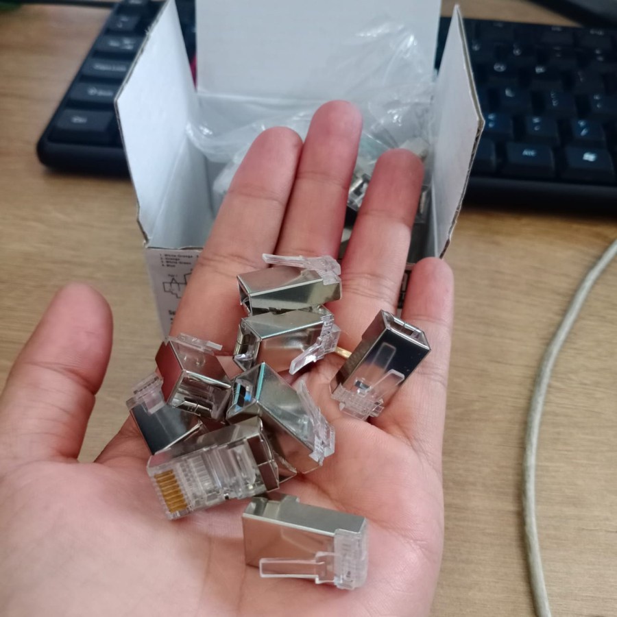 Konektor RJ45 Besi CAT 5 FTP Merk NYK isi 50Pcs