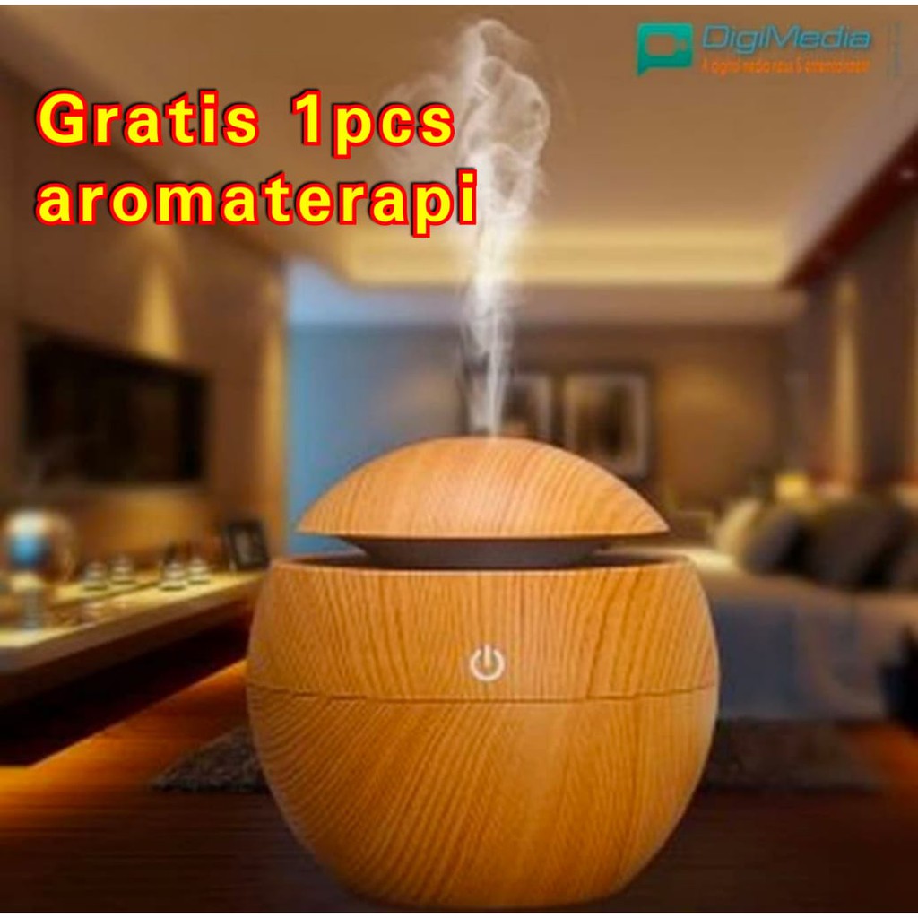 Aroma terapi / Aromatherapi / essential oil / pelembab ruangan LED Diffuser Humidifier - motif kayu