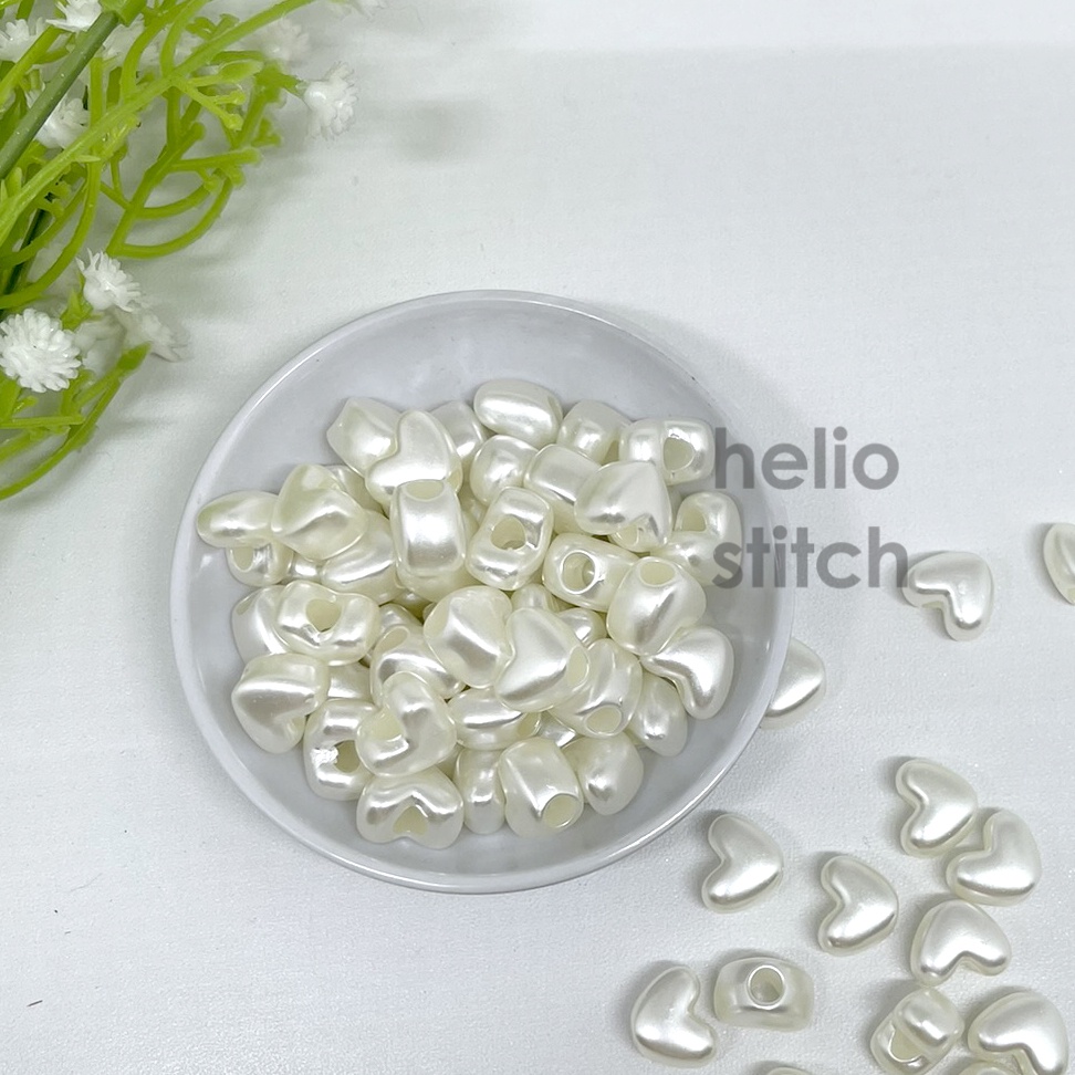 10 gr Manik-manik Mutiara Pearl Bentuk Hati Lubang Besar