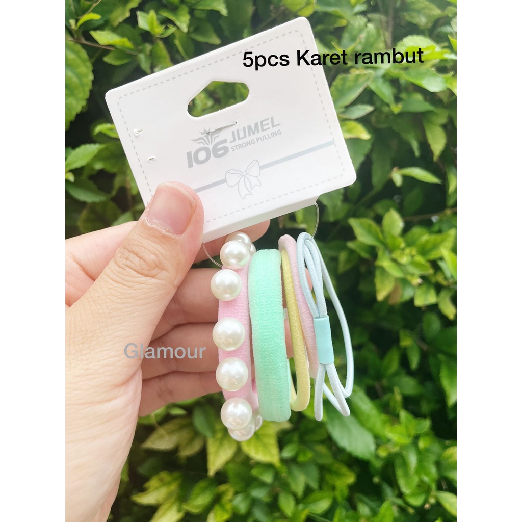 (COD) KARET RAMBUT 5in1 MUTIARA Chail
